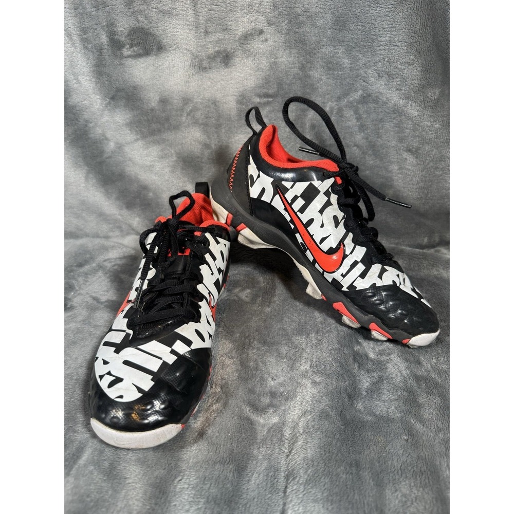 Nike Football Cleats Boys 3Y Youth Size 3 Black White Red Just Do It Fastflex